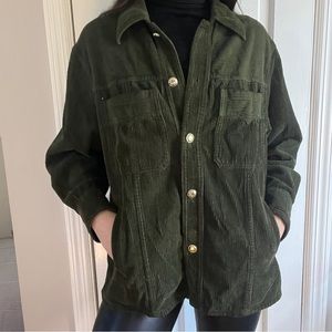 Forrest Green Zara corduroy shacket with gold buttons size M